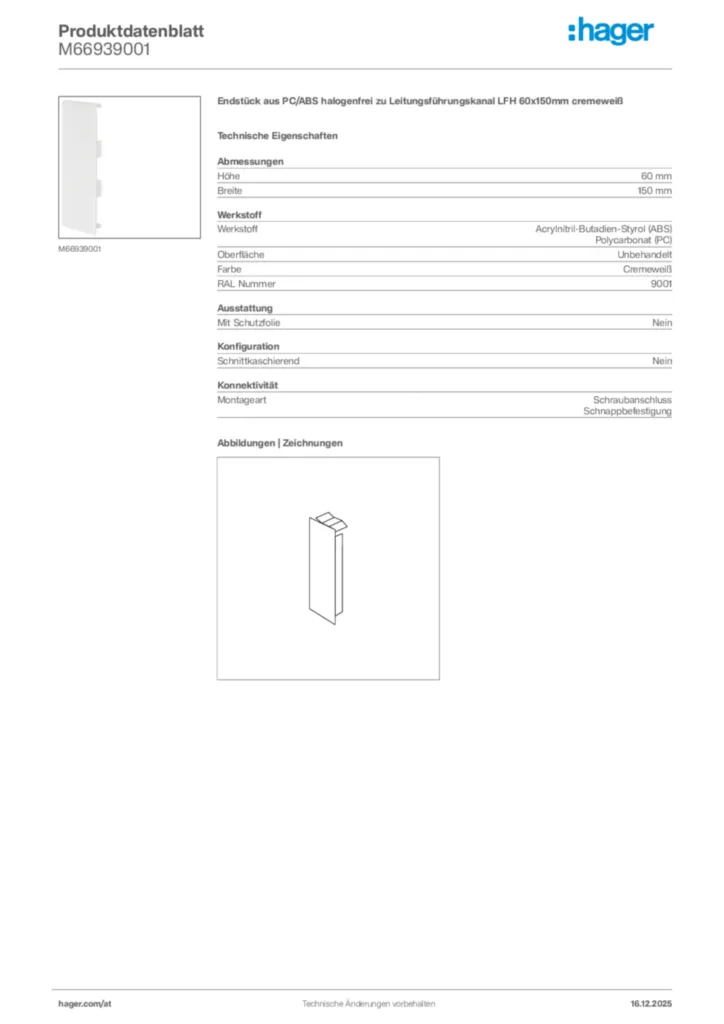 Bild Hager Produktdatenblatt M66939001 | Hager Deutschland