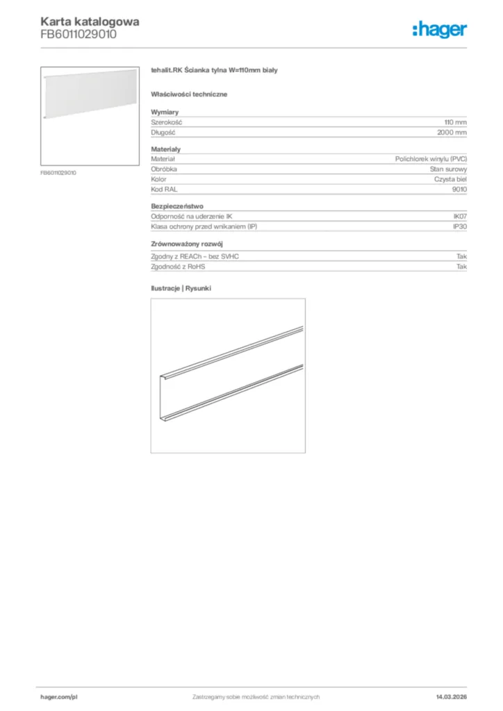 Zdjęcie Hager Karta katalogowa FB6011029010 | Hager Polska