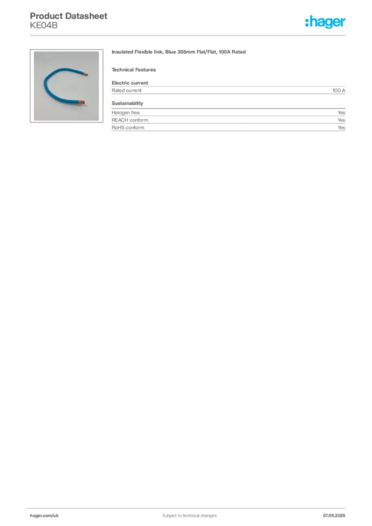 Image Hager Product data sheet KE04B  | Hager