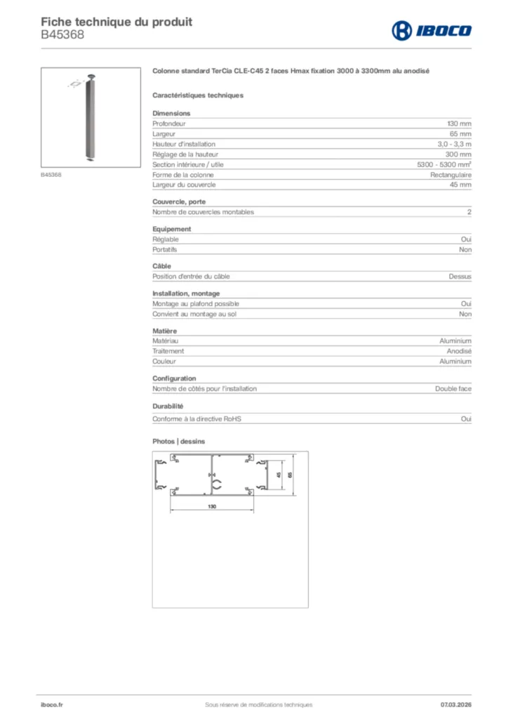 Image Iboco Fiche technique du produit B45368 | Hager France