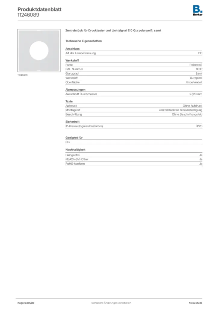 Bild Berker Produktdatenblatt 11246089 | Hager Deutschland