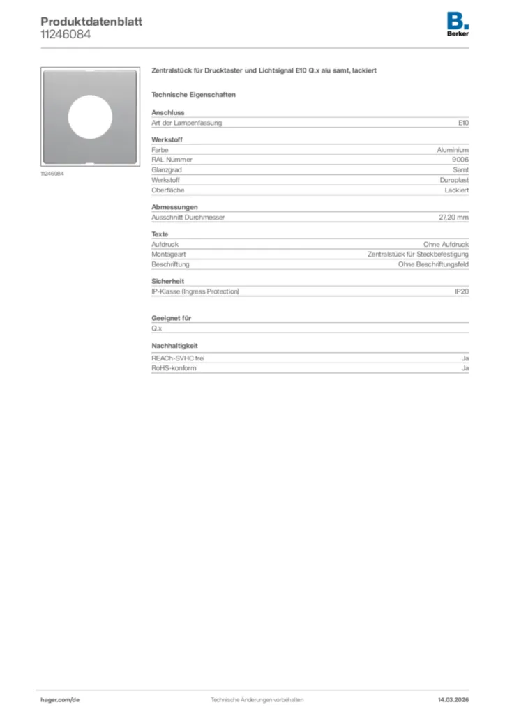 Bild Berker Produktdatenblatt 11246084 | Hager Deutschland