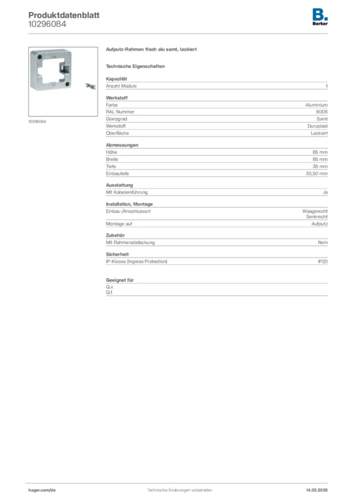 Bild Berker Produktdatenblatt 10296084 | Hager Deutschland