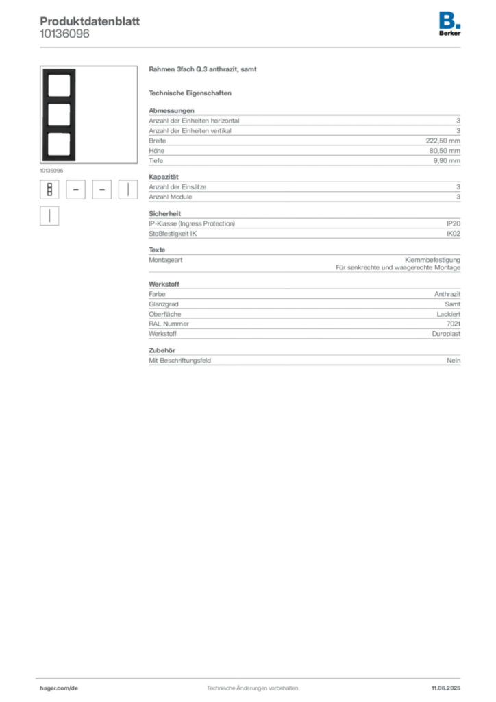 Bild Berker Produktdatenblatt 10136096 | Hager Deutschland