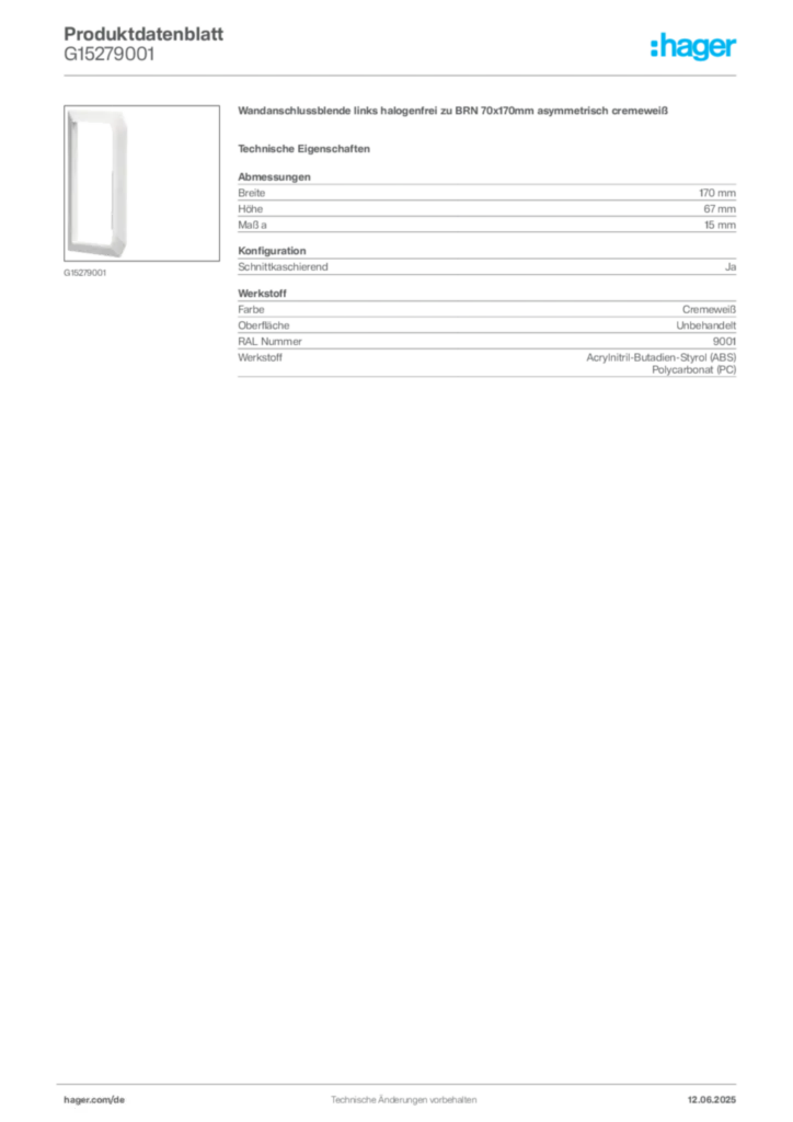 Bild Hager Produktdatenblatt G15279001 | Hager Deutschland