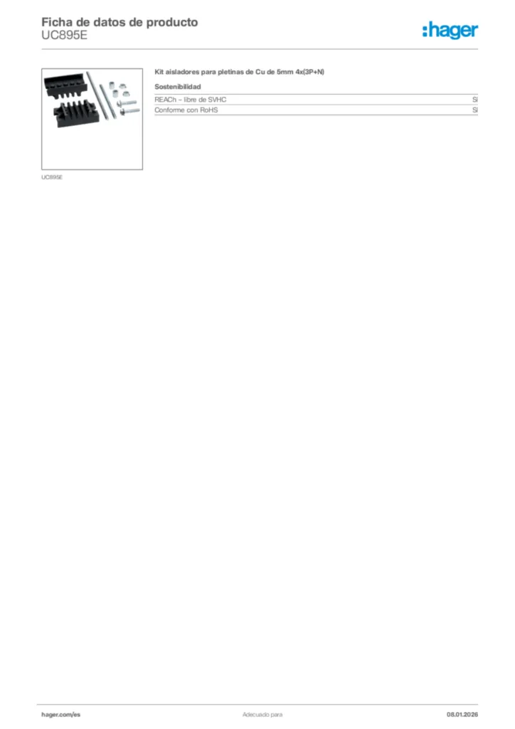 Imagen Hager Ficha de datos de producto UC895E | Hager España