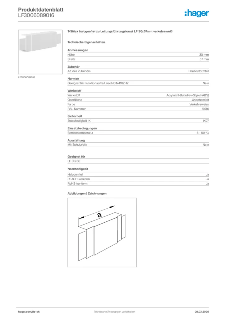 Bild Hager Produktdatenblatt LF3006089016 | Hager Schweiz