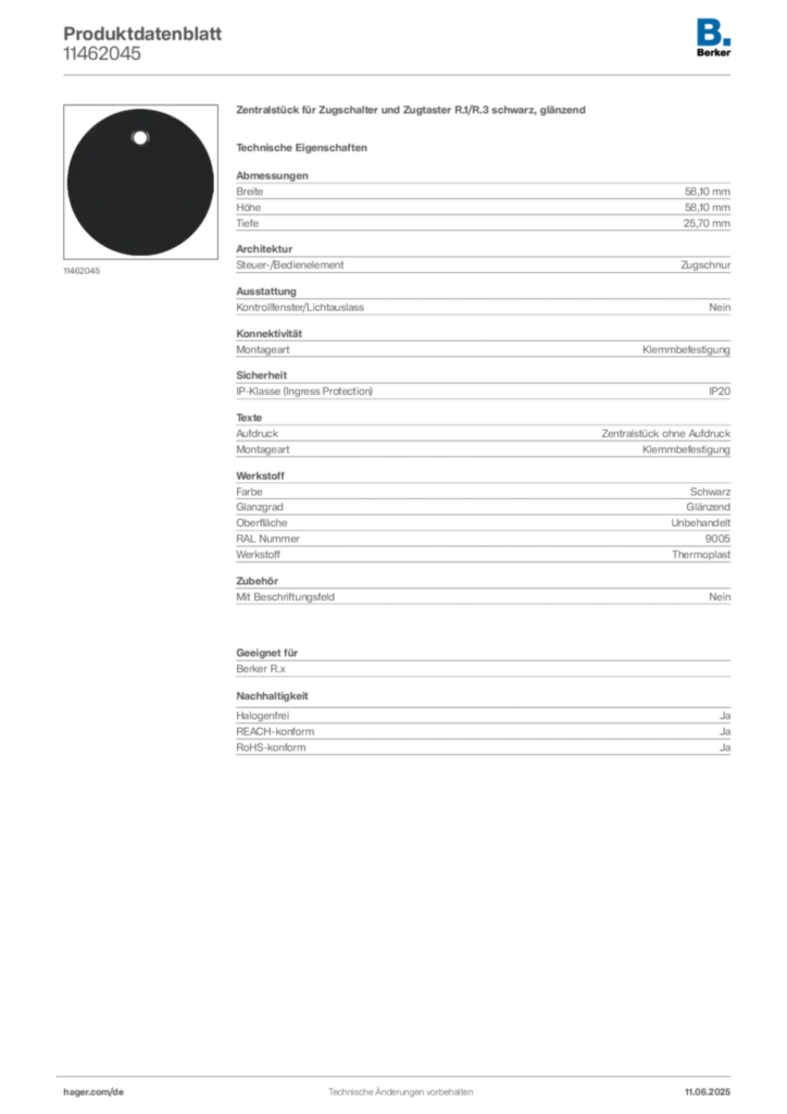 Bild Berker Produktdatenblatt 11462045 | Hager Deutschland