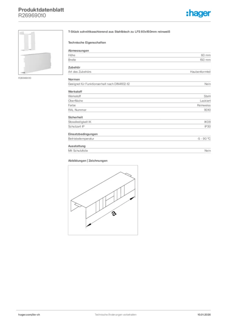 Bild Hager Produktdatenblatt R26969010 | Hager Schweiz