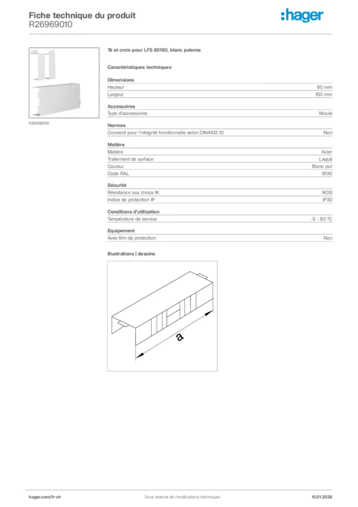 Image Hager Fiche technique du produit R26969010 | Hager Suisse