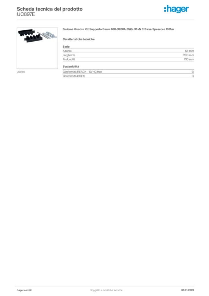 Immagine Hager Scheda tecnica del prodotto UC897E | Hager Italia