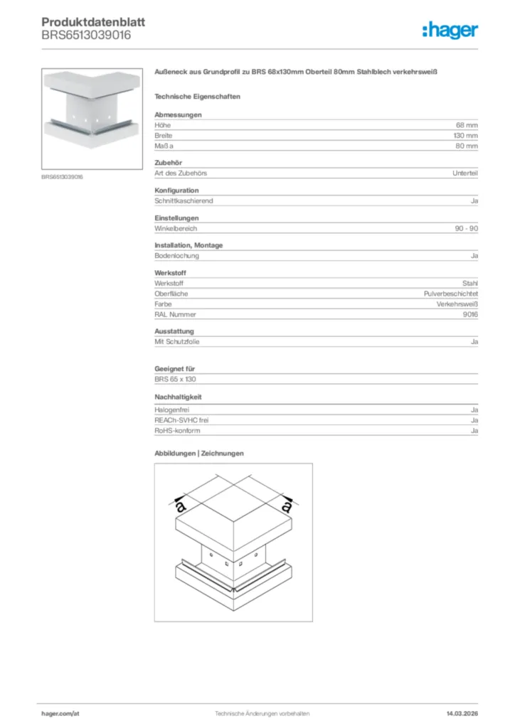 Bild Hager Produktdatenblatt BRS6513039016 | Hager Deutschland