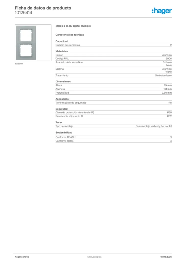 Imagen Hager Ficha de datos de producto 10126414 | Hager España