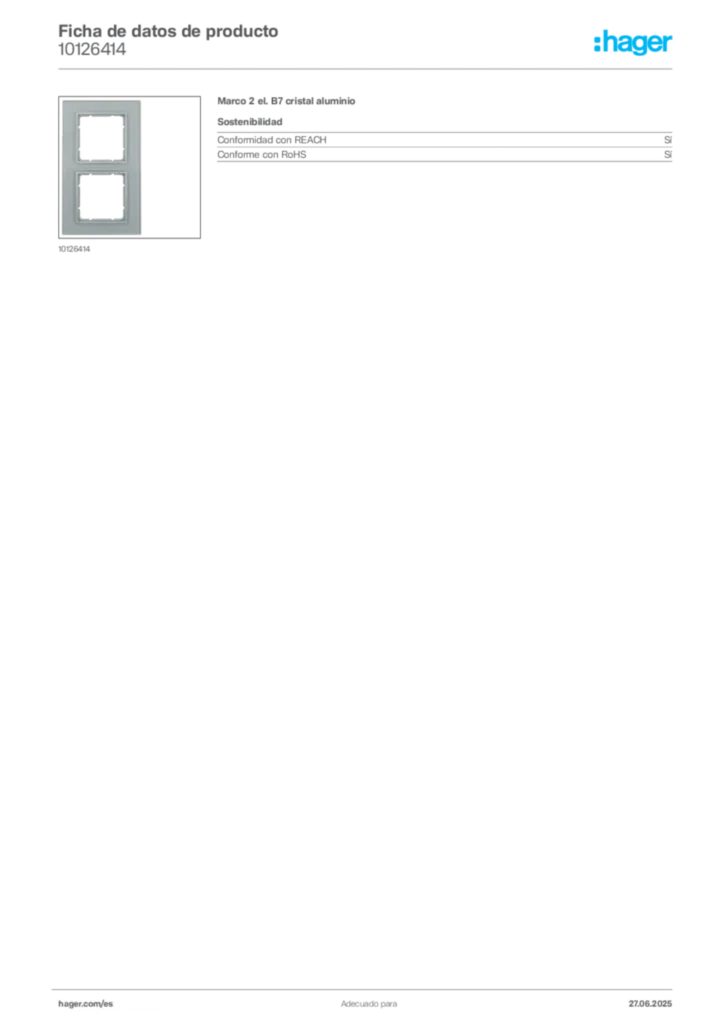 Imagen Hager Ficha de datos de producto 10126414 | Hager España