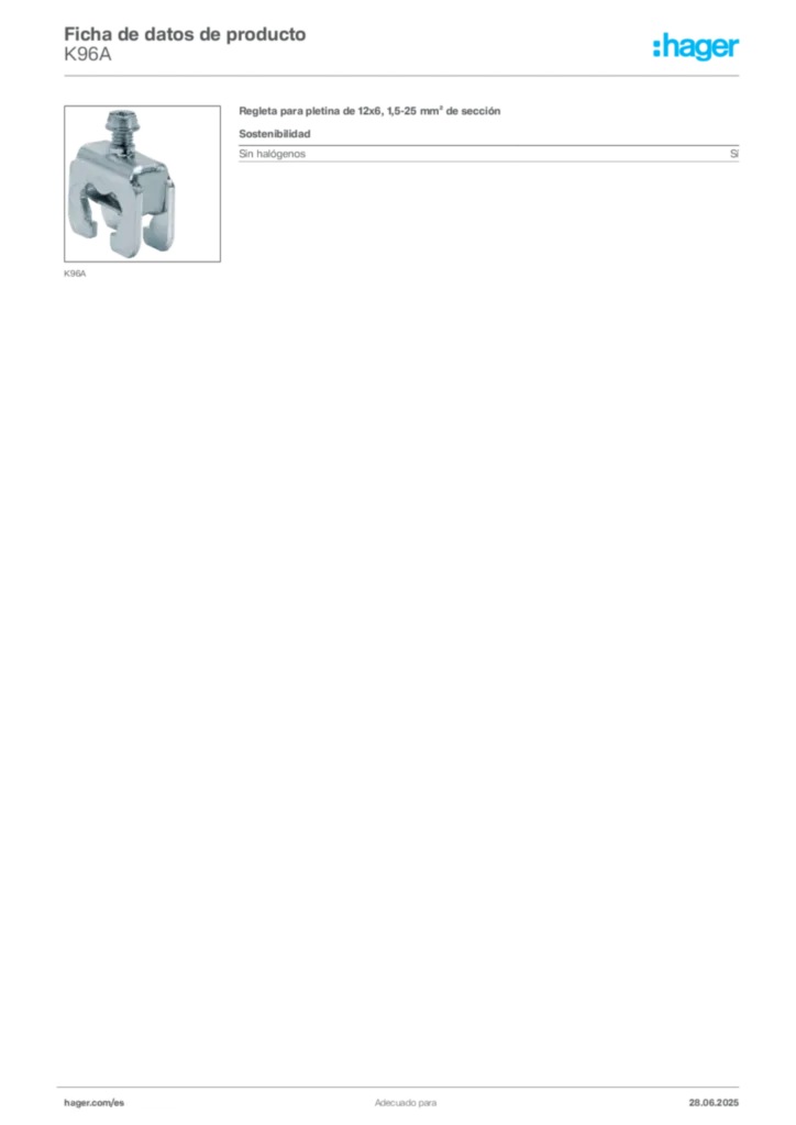 Imagen Hager Ficha de datos de producto K96A | Hager España