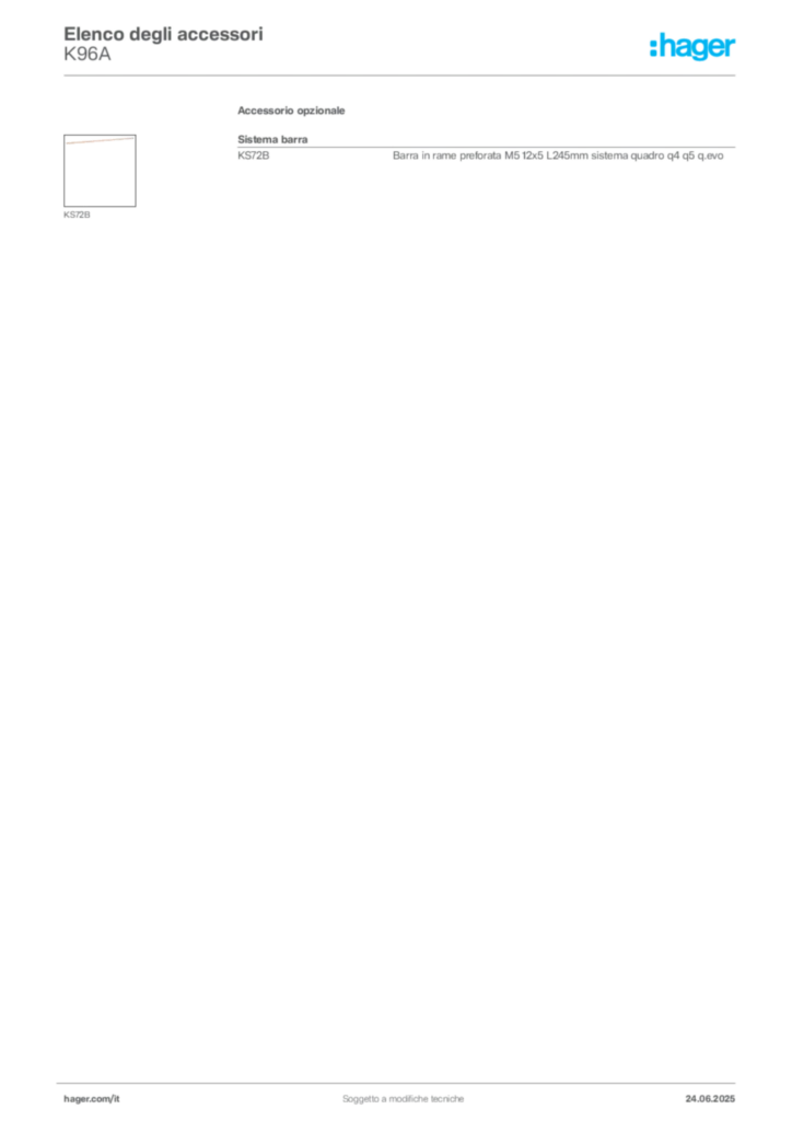 Immagine Hager Scheda tecnica del prodotto K96A | Hager Italia