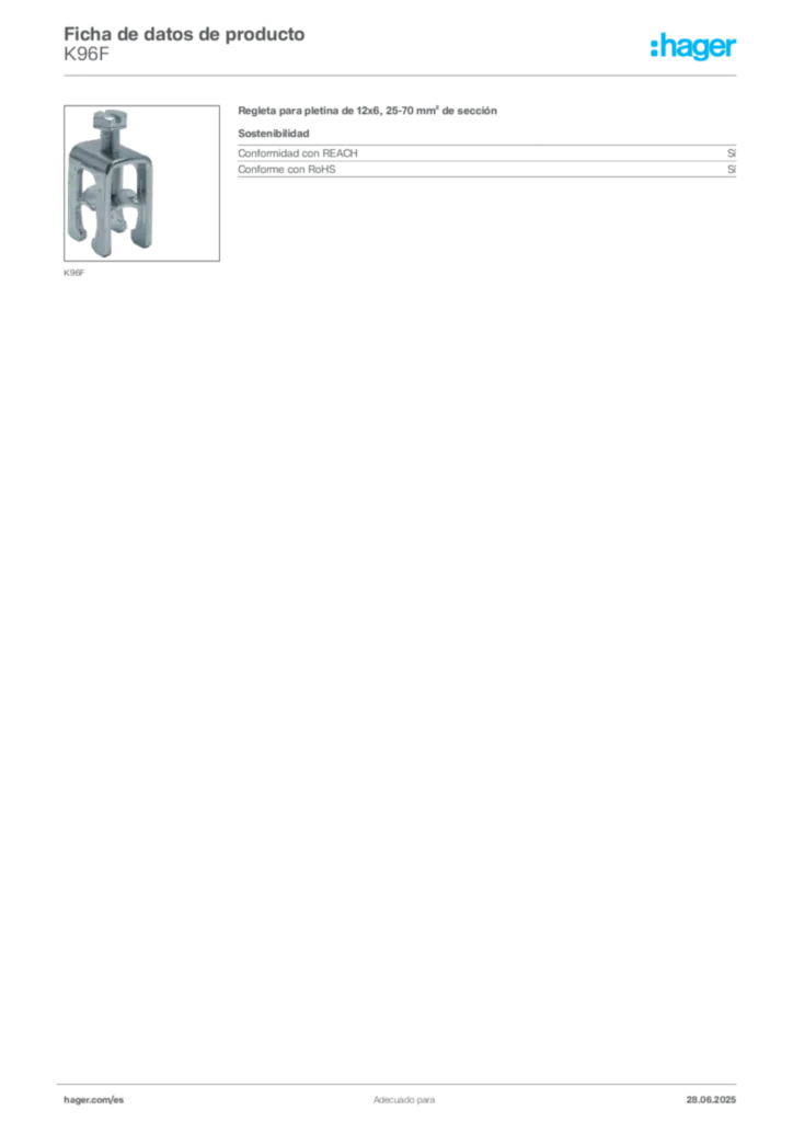 Imagen Hager Ficha de datos de producto K96F | Hager España