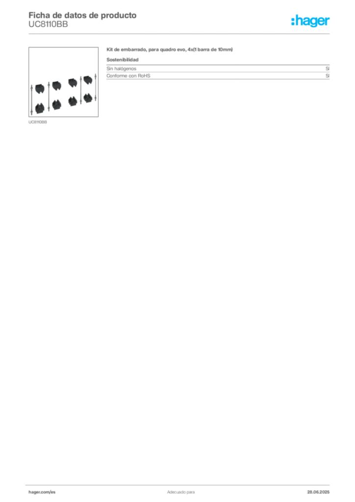 Imagen Hager Ficha de datos de producto UC8110BB | Hager España