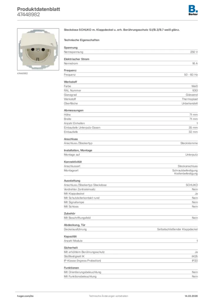 Bild Berker Produktdatenblatt 47448982 | Hager Deutschland