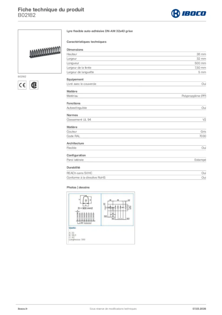Image Iboco Fiche technique du produit B02182 | Hager France