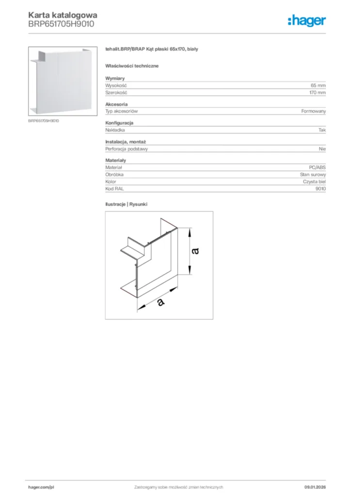 Zdjęcie Hager Karta katalogowa BRP651705H9010 | Hager Polska