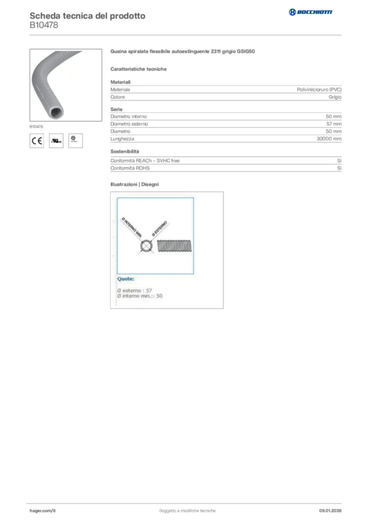 Immagine Bocchiotti Scheda tecnica del prodotto B10478 | Hager Italia