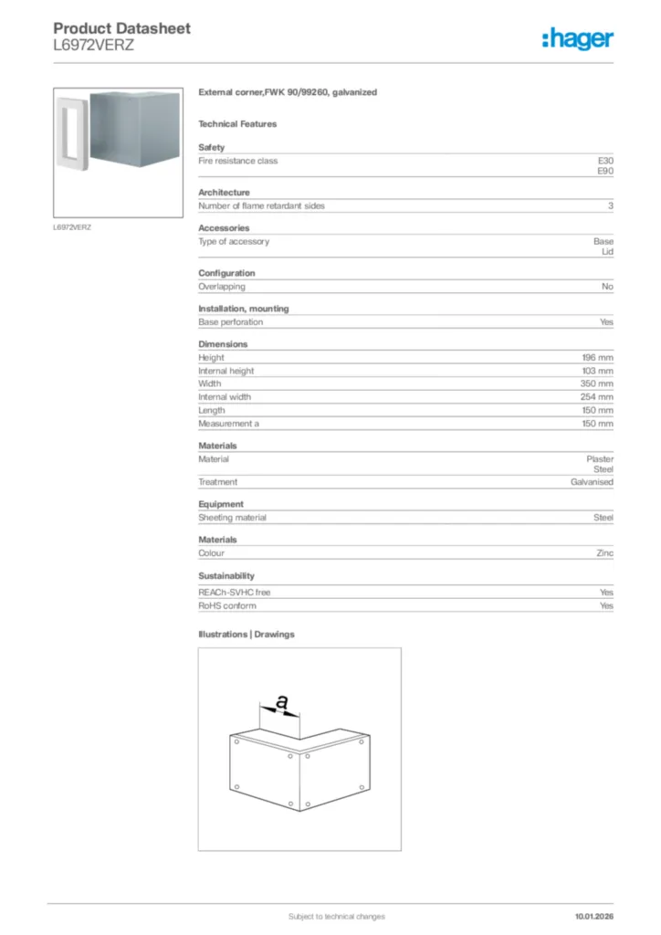 Image Hager Product data sheet L6972VERZ  | Hager Africa