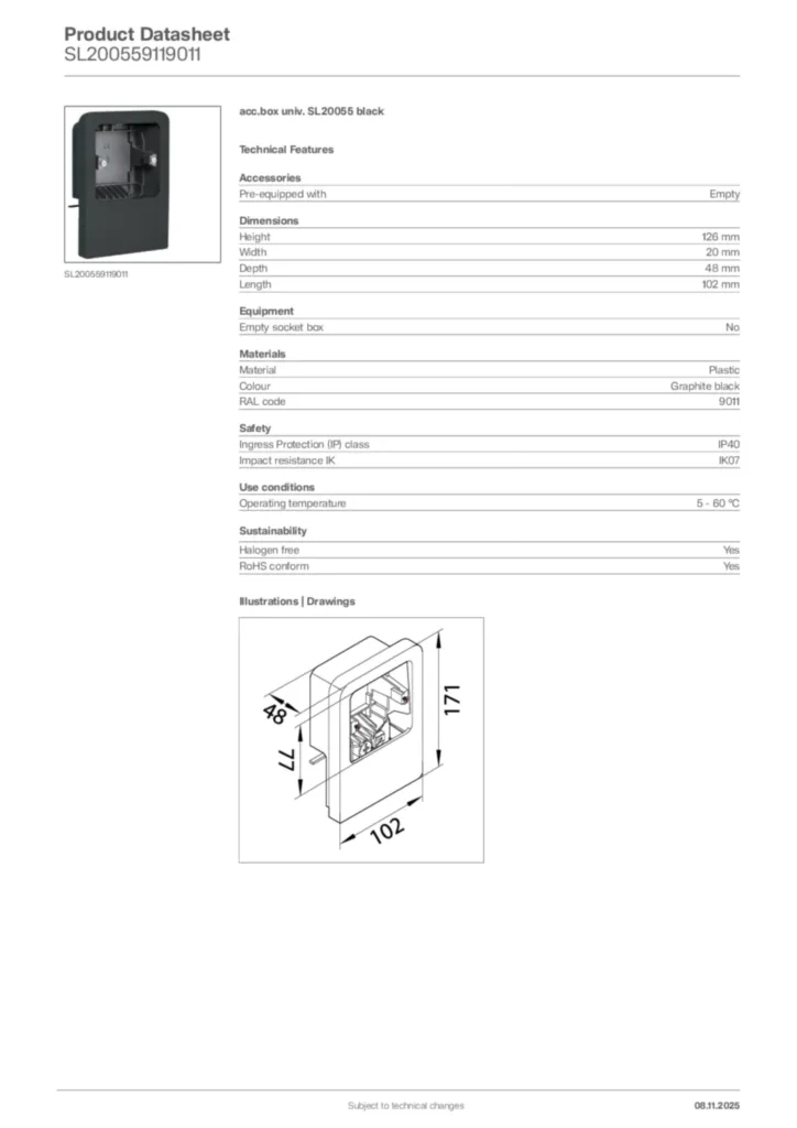 Image Hager Product data sheet SL200559119011  | Hager Africa