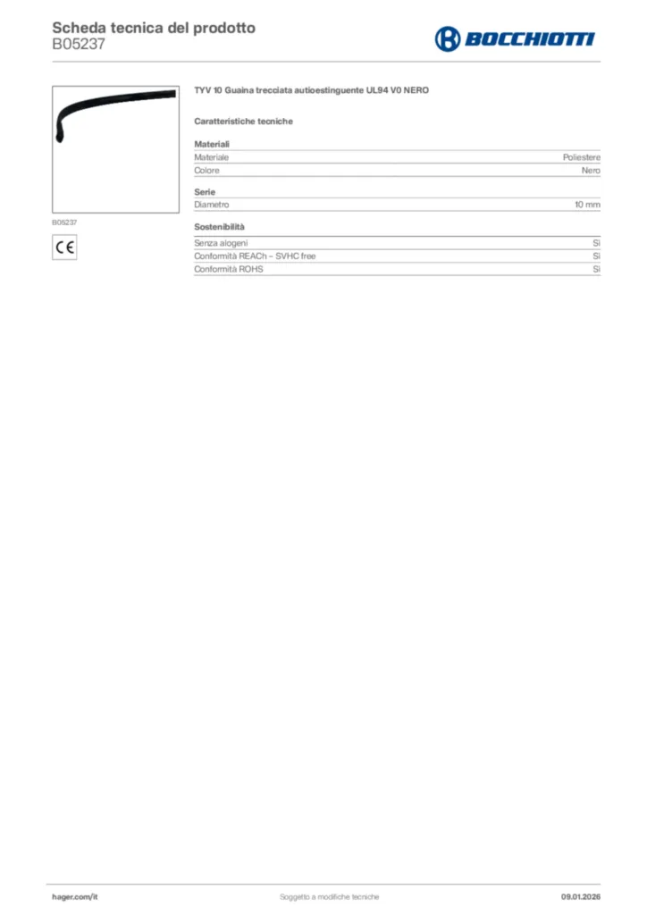 Immagine Bocchiotti Scheda tecnica del prodotto B05237 | Hager Italia