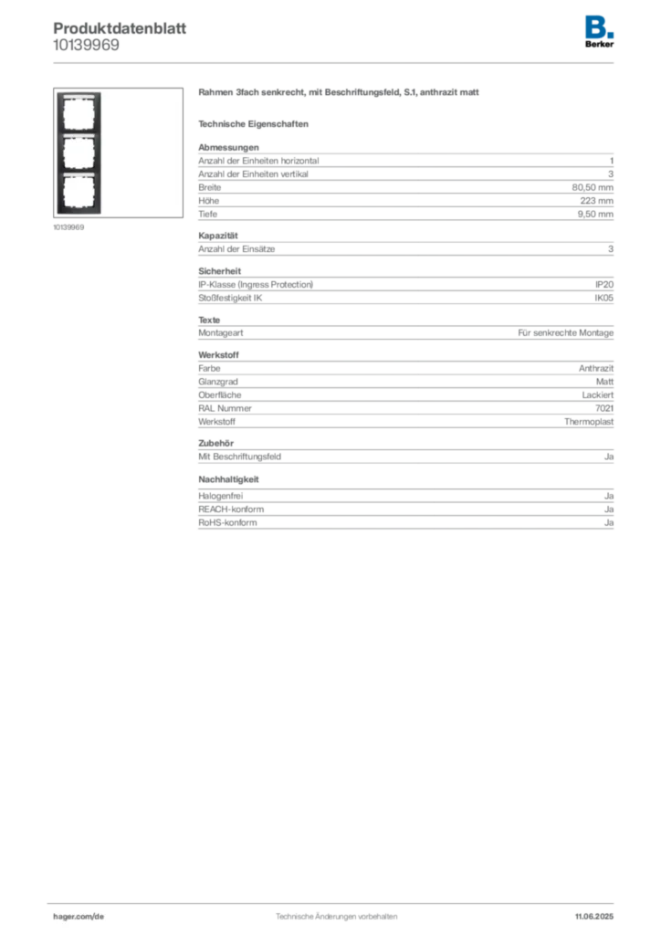 Bild Berker Produktdatenblatt 10139969 | Hager Deutschland