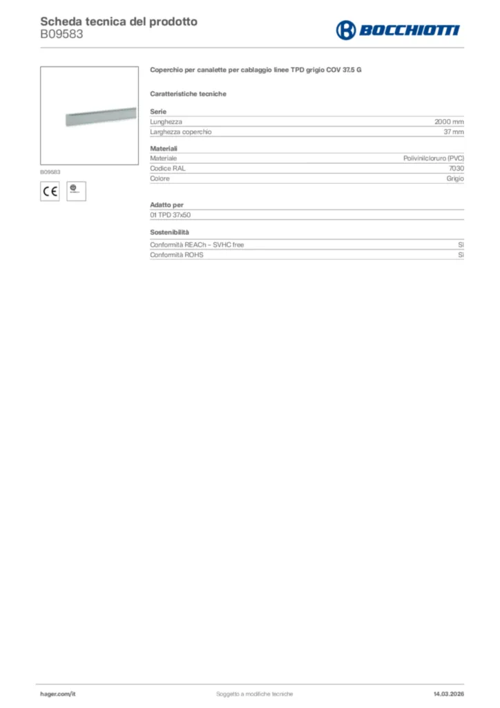 Immagine Bocchiotti Scheda tecnica del prodotto B09583 | Hager Italia