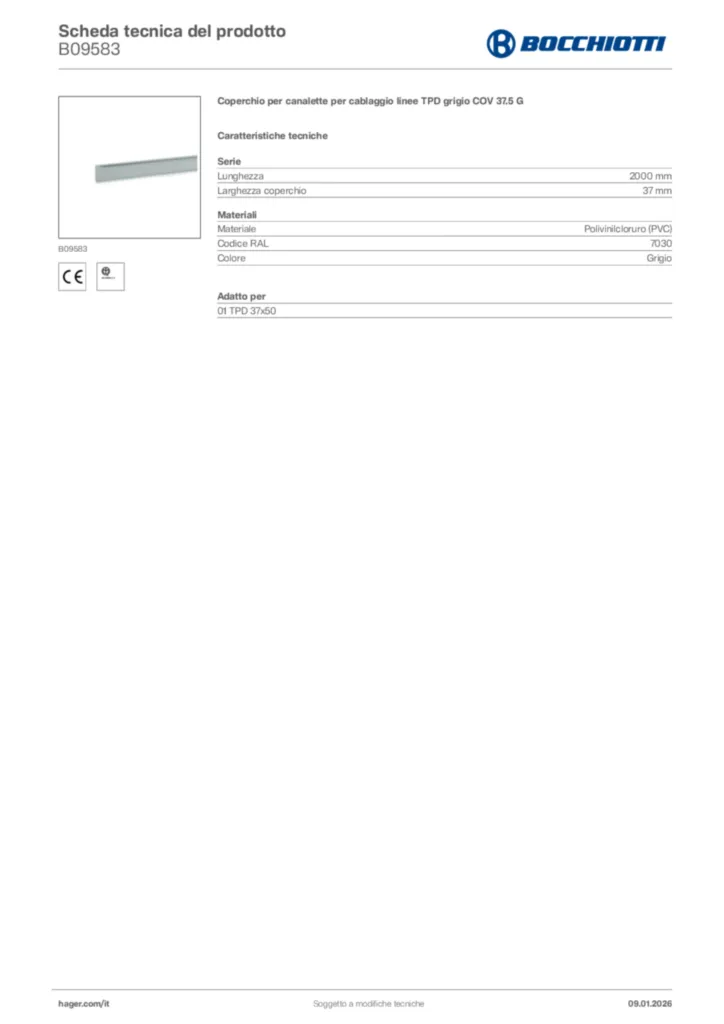 Immagine Bocchiotti Scheda tecnica del prodotto B09583 | Hager Italia