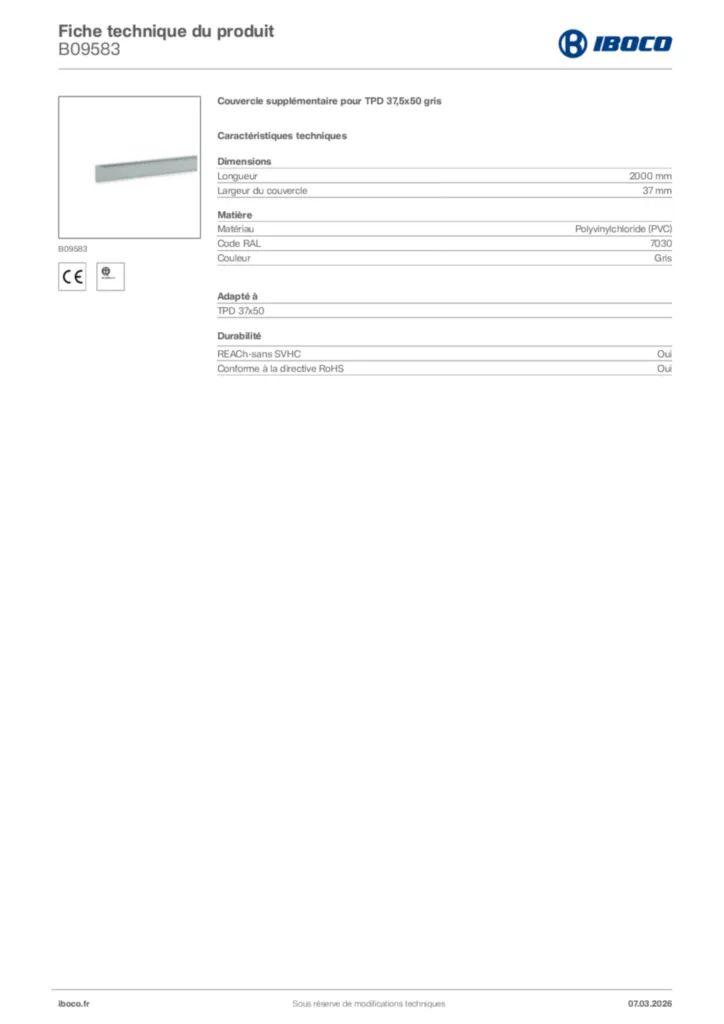 Image Iboco Fiche technique du produit B09583 | Hager France