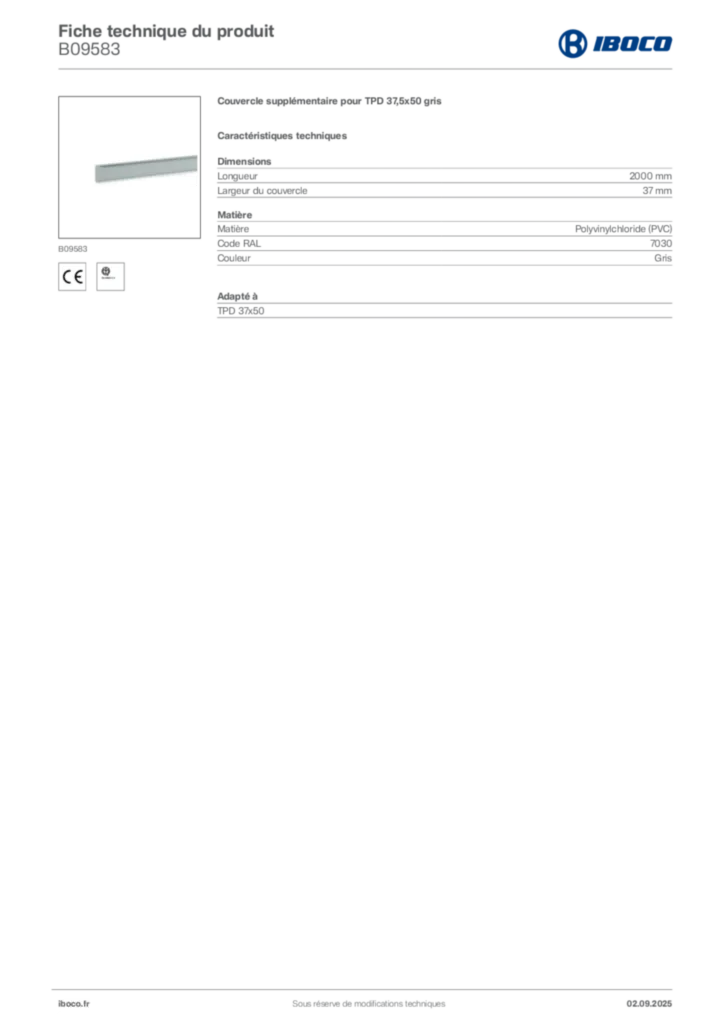 Image Iboco Fiche technique du produit B09583 | Hager France