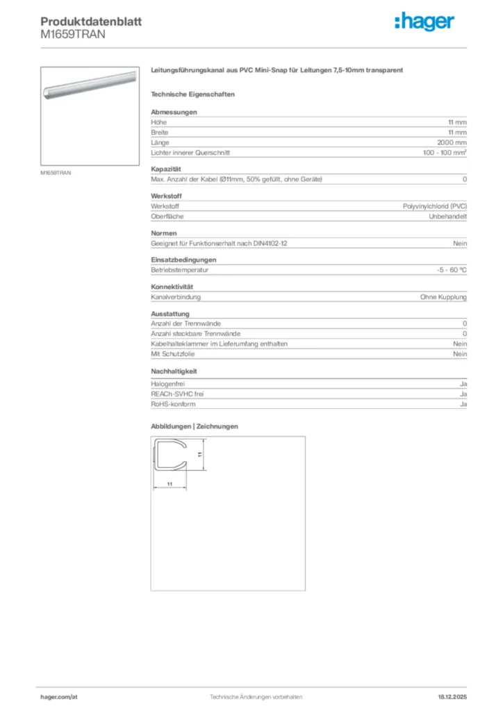 Bild Hager Produktdatenblatt M1659TRAN | Hager Deutschland