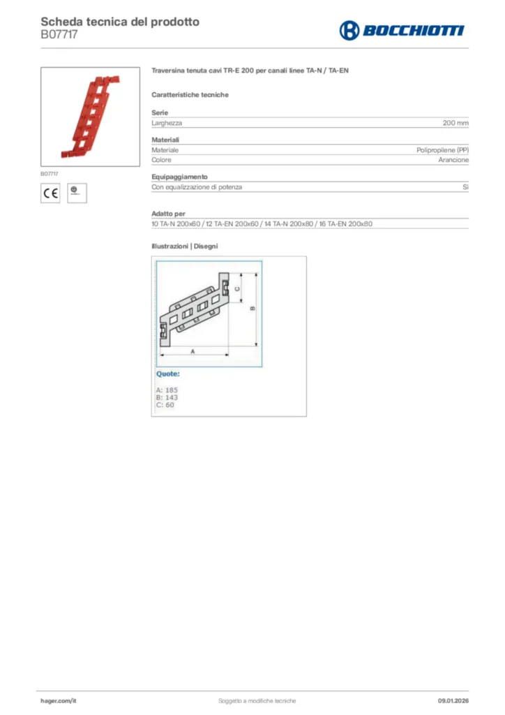Immagine Bocchiotti Scheda tecnica del prodotto B07717 | Hager Italia
