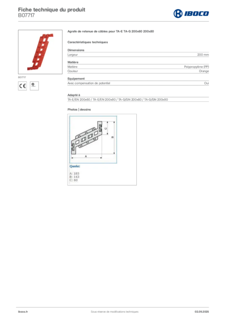 Image Iboco Fiche technique du produit B07717 | Hager France