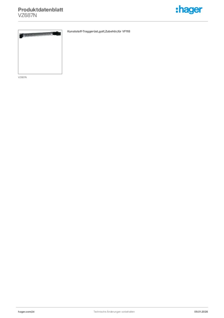 Bild Hager Produktdatenblatt VZ687N | Hager Deutschland