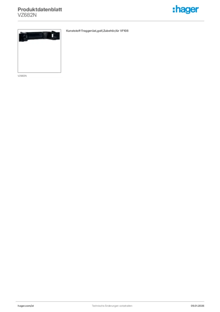 Bild Hager Produktdatenblatt VZ682N | Hager Deutschland