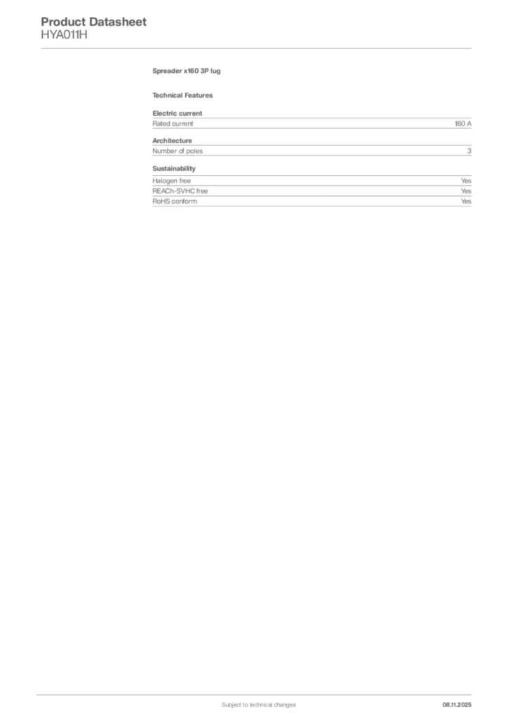 Image Hager Product data sheet HYA011H  | Hager Africa