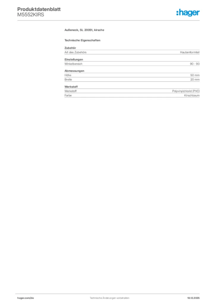 Bild Hager Produktdatenblatt M5552KIRS | Hager Deutschland