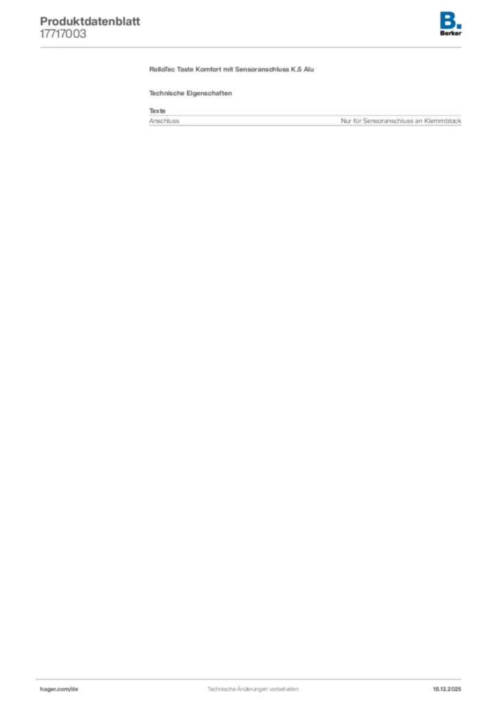 Bild Berker Produktdatenblatt 17717003 | Hager Deutschland