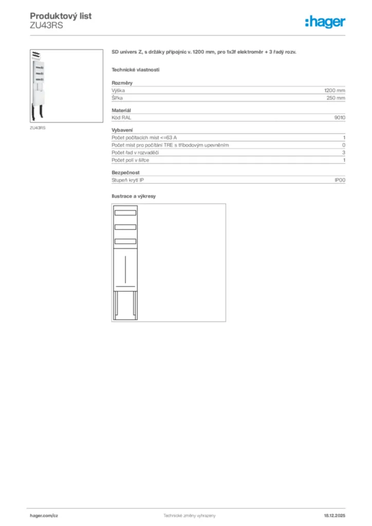 Obrázek Hager Produktový list ZU43RS | Hager