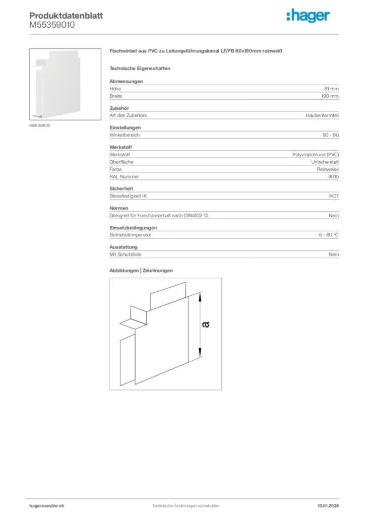 Bild Hager Produktdatenblatt M55359010 | Hager Schweiz