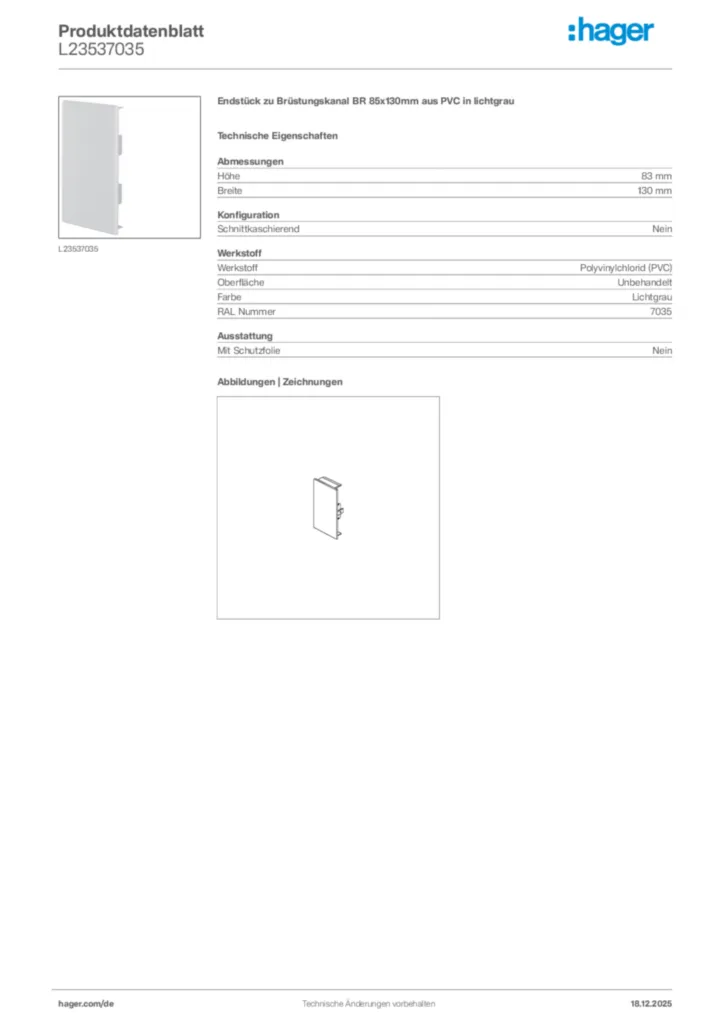 Bild Hager Produktdatenblatt L23537035 | Hager Deutschland