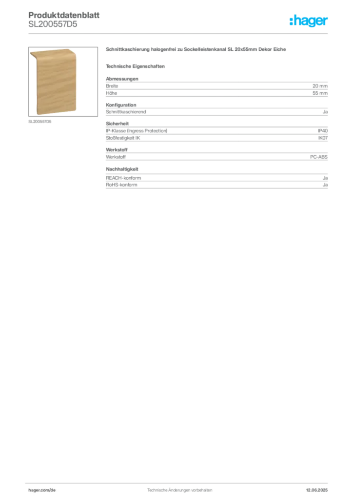 Hager Produktdatenblatt SL200557D5