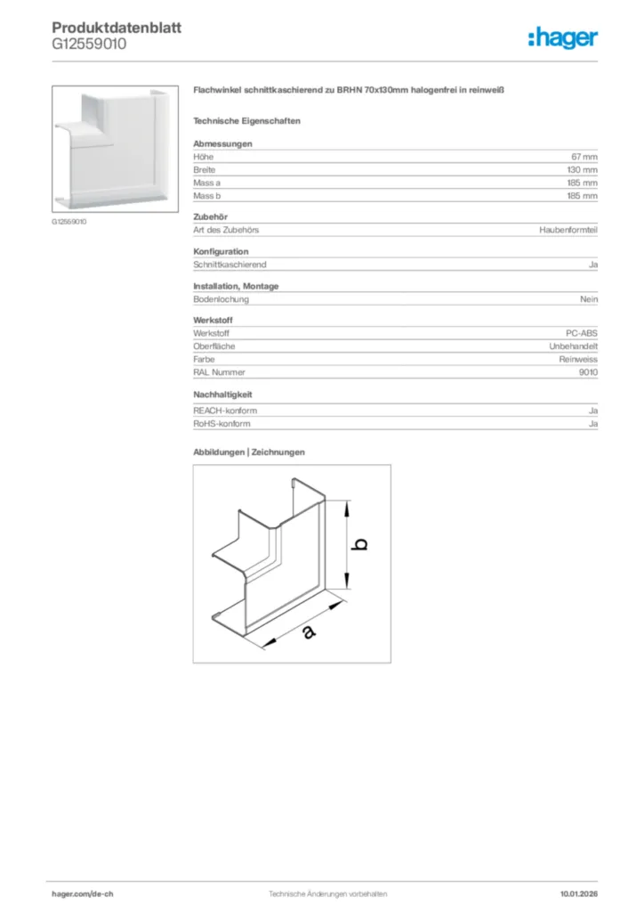 Bild Hager Produktdatenblatt G12559010 | Hager Schweiz