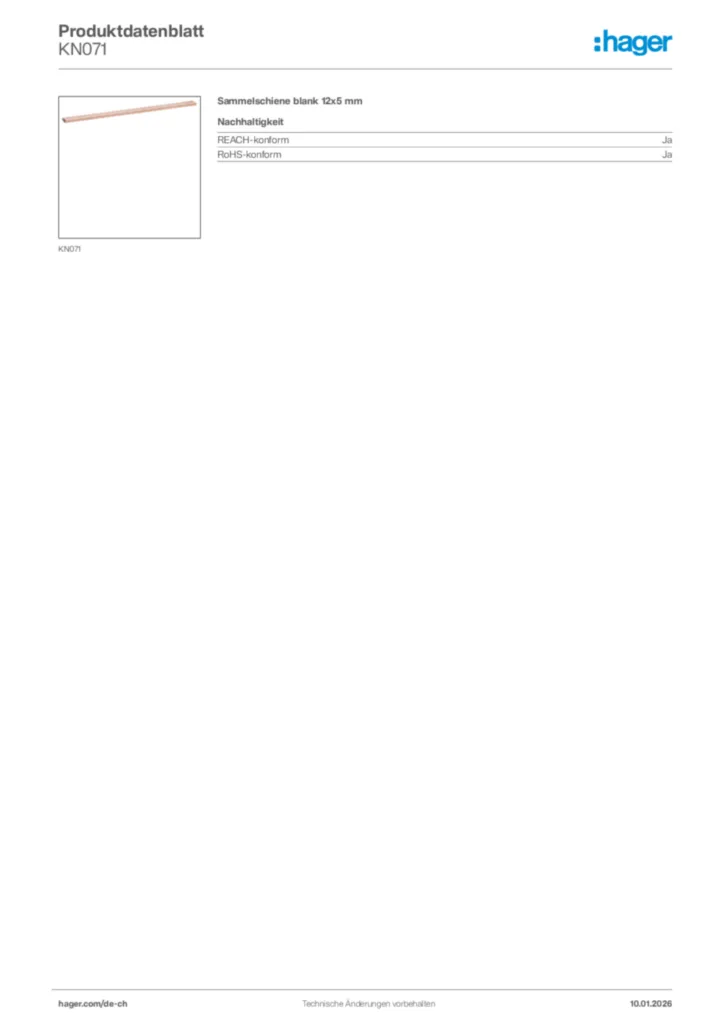 Bild Hager Produktdatenblatt KN071 | Hager Schweiz