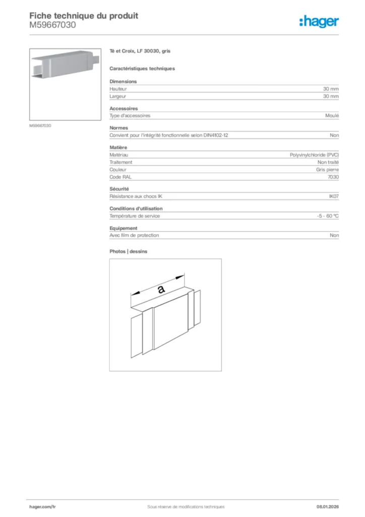 Image Hager Fiche technique du produit M59667030 | Hager France