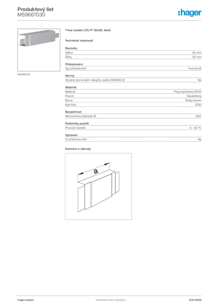 Obrázek Hager Product data sheet M59667030 | Hager